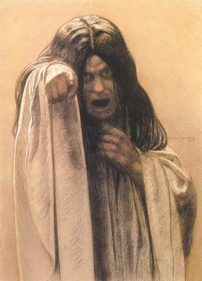 Carlos Schwabe Study for The Wave female figure left of the central figure (mk19) Sweden oil painting art